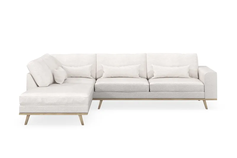 Copenhagen 4-personers Venstrevendt L-formet Chaiselongsofa i Bouclé, Hvid