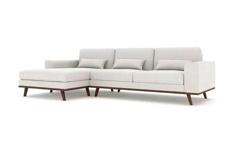 Copenhagen 4-personers Venstrevendt L-formet Divansofa i Stof - Lysegrå - Møbler - Sofaer - Sofa med chaiselong