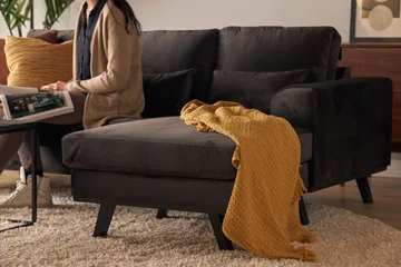 Copenhagen Compact 3-personers Vendbar L-formet Divansofa i Fløjl - Mørkegrå - Møbler - Sofaer - Sofa med chaiselong