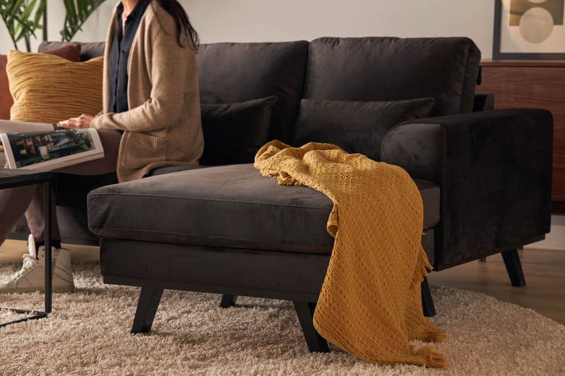 Copenhagen Compact 3-personers Vendbar L-formet Divansofa i Fløjl - Mørkegrå - Møbler - Sofaer - Sofa med chaiselong
