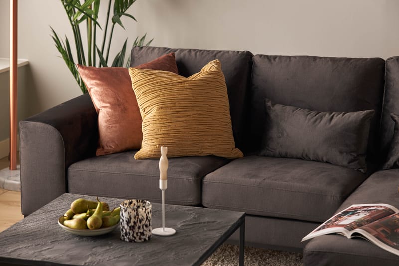 Copenhagen Compact 3-personers Vendbar L-formet Divansofa i Fløjl - Mørkegrå - Møbler - Sofaer - Sofa med chaiselong