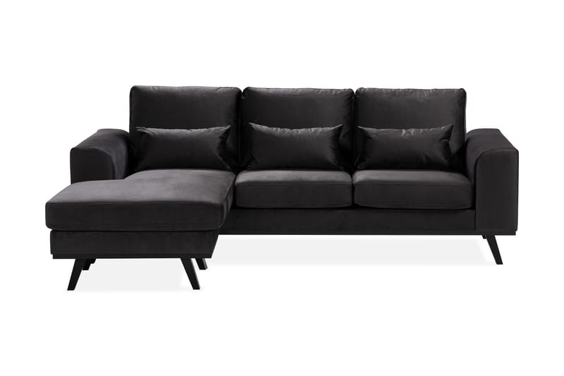 Copenhagen Compact 3-personers Vendbar L-formet Divansofa i Fløjl - Mørkegrå - Møbler - Sofaer - Sofa med chaiselong