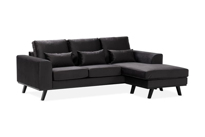 Copenhagen Compact 3-personers Vendbar L-formet Divansofa i Fløjl - Mørkegrå - Møbler - Sofaer - Sofa med chaiselong