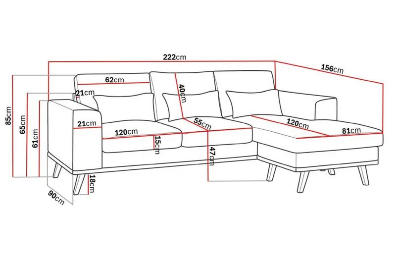 Copenhagen Compact 3-personers Vendbar L-formet Divansofa i Fløjl - Mørkegrå - Møbler - Sofaer - Sofa med chaiselong
