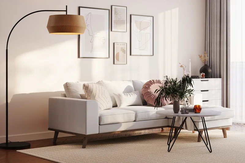 Copenhagen Compact 3-personers Vendbar L-formet Divansofa i Stof - Lysegrå - Møbler - Sofaer - Sofa med chaiselong