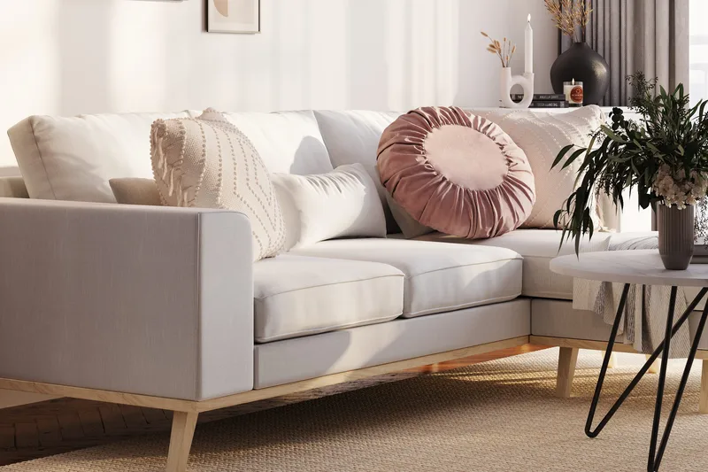 Copenhagen Compact 3-personers Vendbar L-formet Divansofa i Stof - Lysegrå - Møbler - Sofaer - Sofa med chaiselong