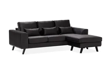 Copenhagen Compact 3-personers Vendbar L-formet Divansofa i Fløjl - Mørkegrå - Møbler - Sofaer - Sofa med chaiselong