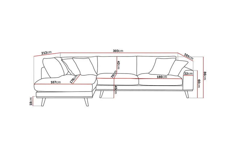 Copenhagen Premium 4-seters Venstrevendt L-formet Dyp Sjeselongsofa i Stof - Grøn - Møbler - Sofaer - Sofa med chaiselong