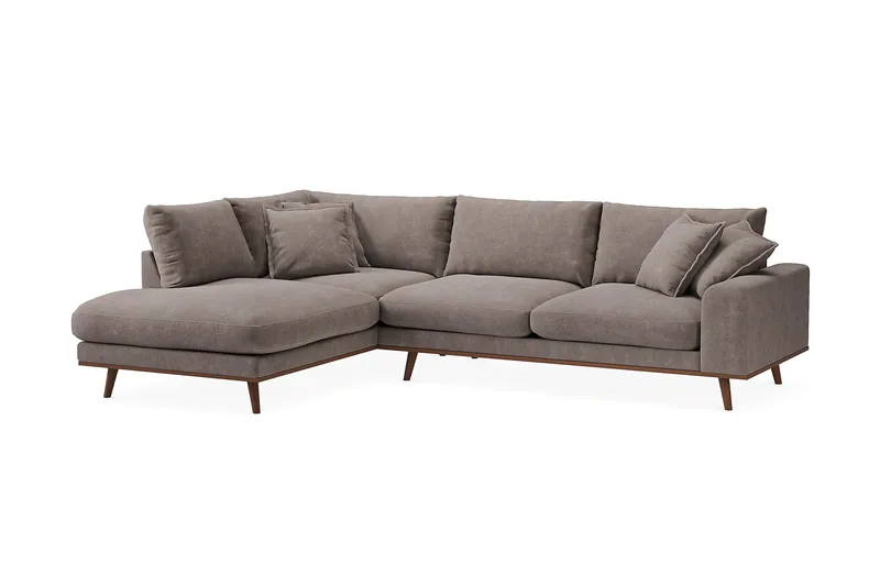Copenhagen Premium 4-seters Venstrevendt L-formet Dyp Sjeselongsofa i Stof - Brun - Møbler - Sofaer - Sofa med chaiselong