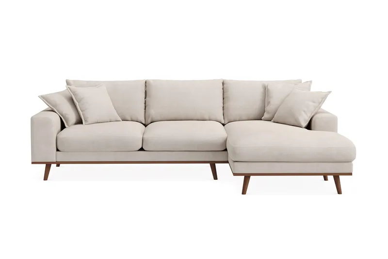 Copenhagen Premium 4-seters Høyrevendt L-formet Dyp Divansofa i Stof - Beige - Møbler - Sofaer - Sofa med chaiselong