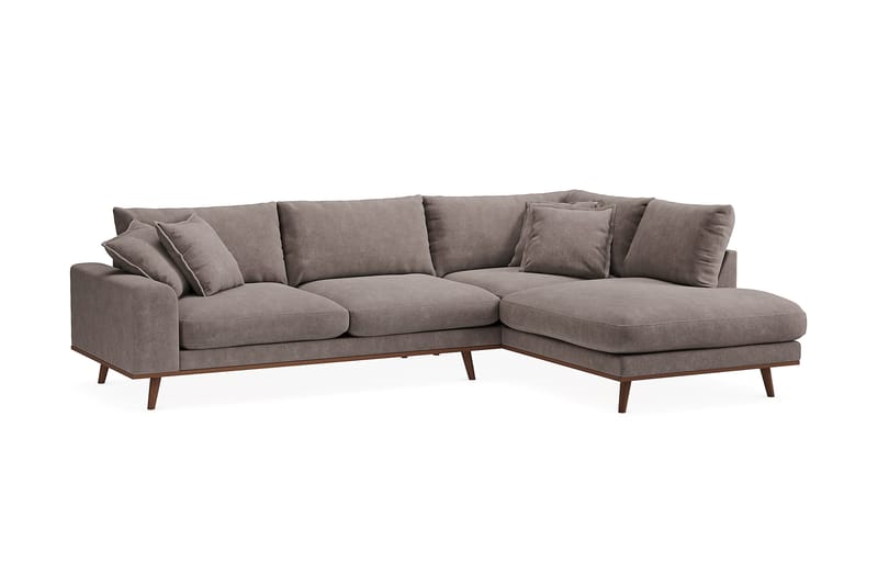 Copenhagen Premium 4-seters Høyrevendt L-formet Dyp Sjeselongsofa i Stof - Brun - Møbler - Sofaer - Sofa med chaiselong