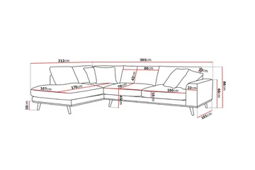 Copenhagen Premium 4-seters Venstrevendt L-formet Dyp Sjeselongsofa i Stof - Beige - Møbler - Sofaer - Sofa med chaiselong