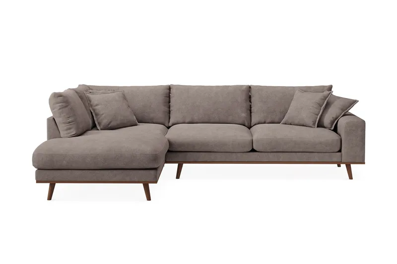 Copenhagen Premium 4-seters Venstrevendt L-formet Dyp Sjeselongsofa i Stof - Brun - Møbler - Sofaer - Sofa med chaiselong