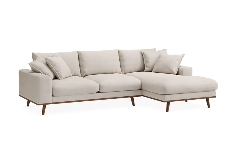 Copenhagen Premium 4-seters Høyrevendt L-formet Dyp Divansofa i Stof - Beige - Møbler - Sofaer - Sofa med chaiselong