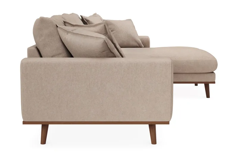 Copenhagen Premium 4-seters Høyrevendt L-formet Dyp Divansofa i Stof - Lysebrun - Møbler - Sofaer - Sofa med chaiselong