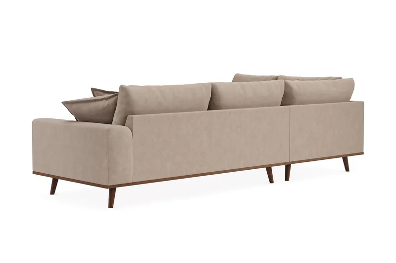 Copenhagen Premium 4-seters Venstrevendt L-formet Dyp Sjeselongsofa i Stof - Lysebrun - Møbler - Sofaer - Sofa med chaiselong