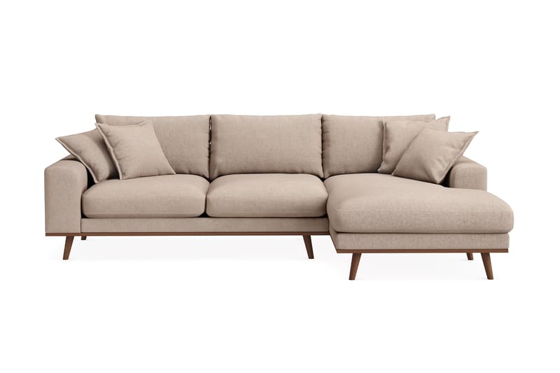Copenhagen Premium 4-seters Høyrevendt L-formet Dyp Divansofa i Stof - Lysebrun - Møbler - Sofaer - Sofa med chaiselong