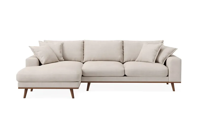 Copenhagen Premium 4-seters Venstrevendt L-formet Dyp Divansofa i Stof, Beige