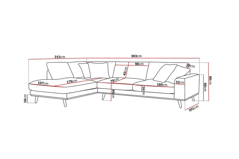 Copenhagen Premium 4-seters Venstrevendt L-formet Dyp Sjeselongsofa i Stof - Lysebrun - Møbler - Sofaer - Sofa med chaiselong