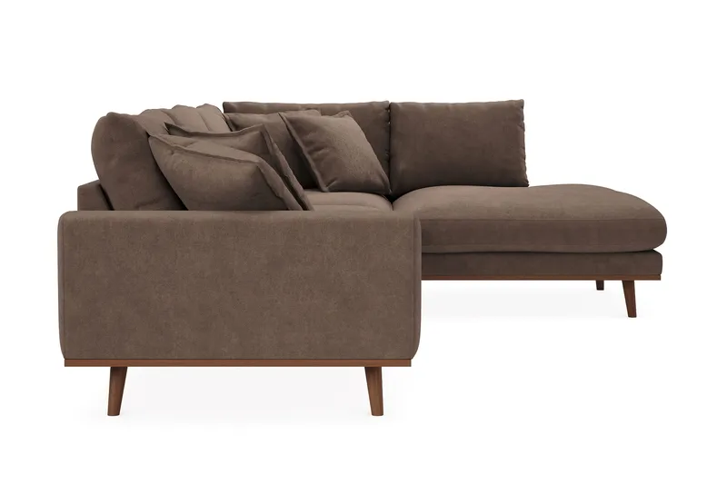 Copenhagen Premium 4-seters Høyrevendt L-formet Dyp Sjeselongsofa i Stof - Mørkebrun - Møbler - Sofaer - Sofa med chaiselong