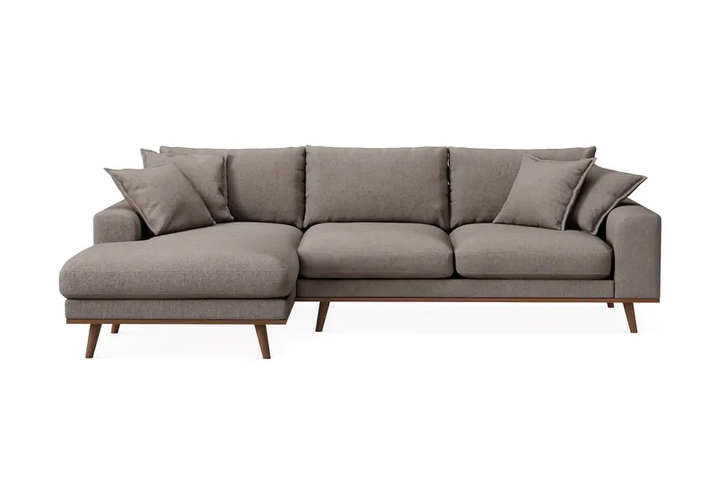 Copenhagen Premium 4-seters Venstrevendt L-formet Dyp Divansofa i Stof - Brun - Møbler - Sofaer - Sofa med chaiselong