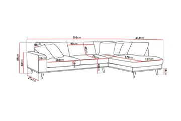 Copenhagen Premium 4-seters H øyrevendt L-formet Dyp Sjeselongsofa i Stof - Lysebrun - Møbler - Sofaer - Sofa med chaiselong