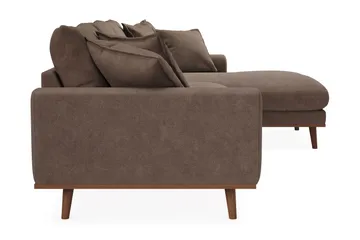 Copenhagen Premium 4-seters Høyrevendt L-formet Dyp Divansofa i Stof - Mørkebrun - Møbler - Sofaer - Sofa med chaiselong