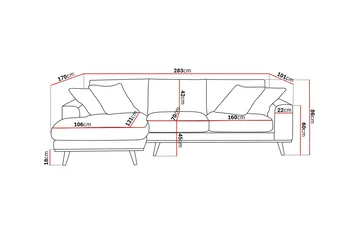 Copenhagen Premium 4-seters Venstrevendt L-formet Dyp Divansofa i Stof - Brun - Møbler - Sofaer - Sofa med chaiselong