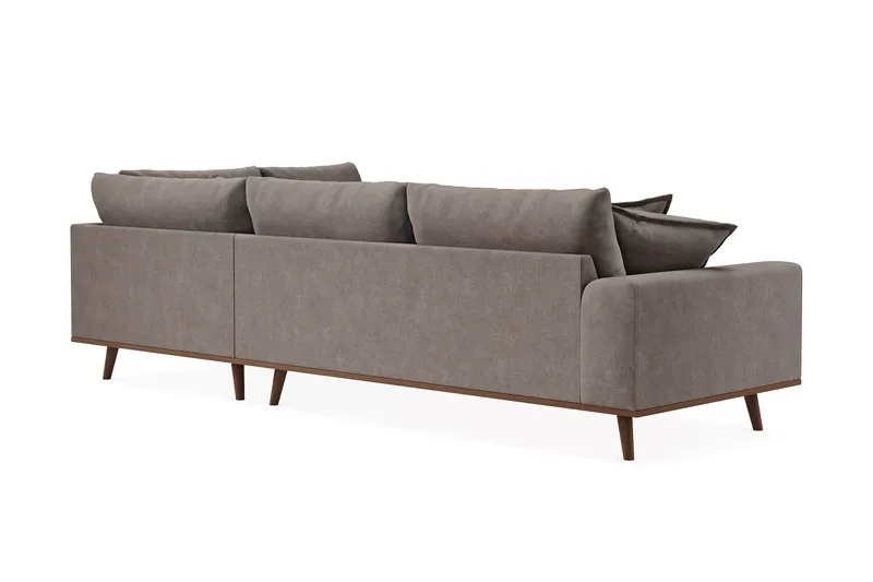 Copenhagen Premium 4-seters Høyrevendt L-formet Dyp Sjeselongsofa i Stof - Brun - Møbler - Sofaer - Sofa med chaiselong