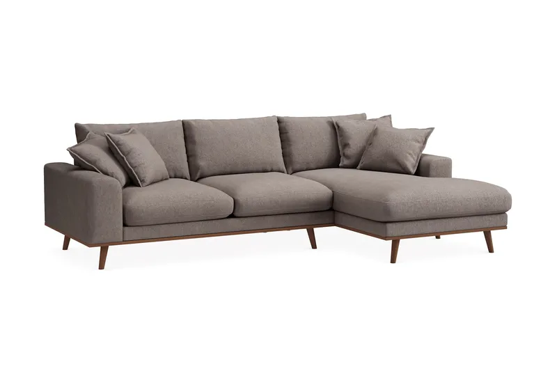 Copenhagen Premium 4-seters Høyrevendt L-formet Dyp Divansofa i Stof - Brun - Møbler - Sofaer - Sofa med chaiselong