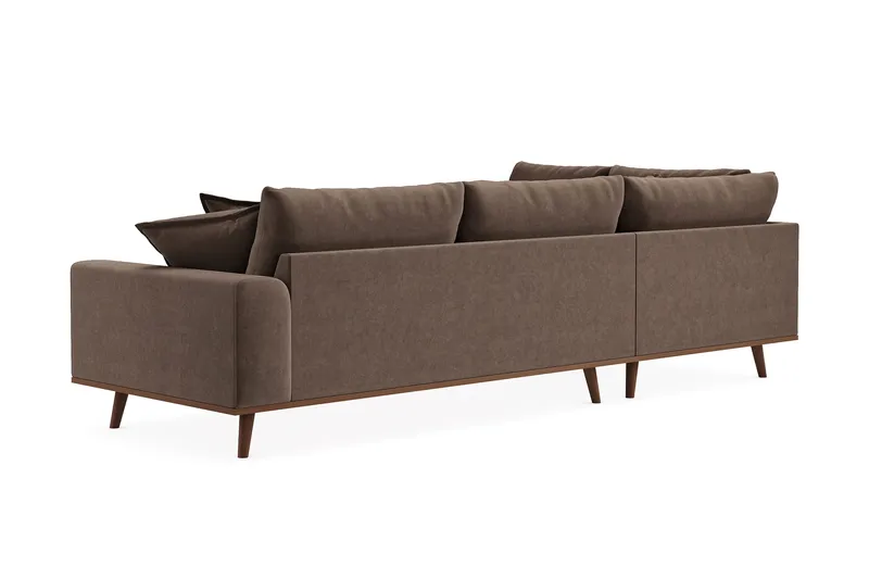 Copenhagen Premium 4-seters Venstrevendt L-formet Dyp Sjeselongsofa i Stof - Mørkebrun - Møbler - Sofaer - Sofa med chaiselong