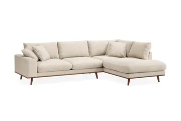 Copenhagen Premium 4-seters Høyrevendt L-formet Dyp Sjeselongsofa i Chenille - Beige - Møbler - Sofaer - Sofa med chaiselong