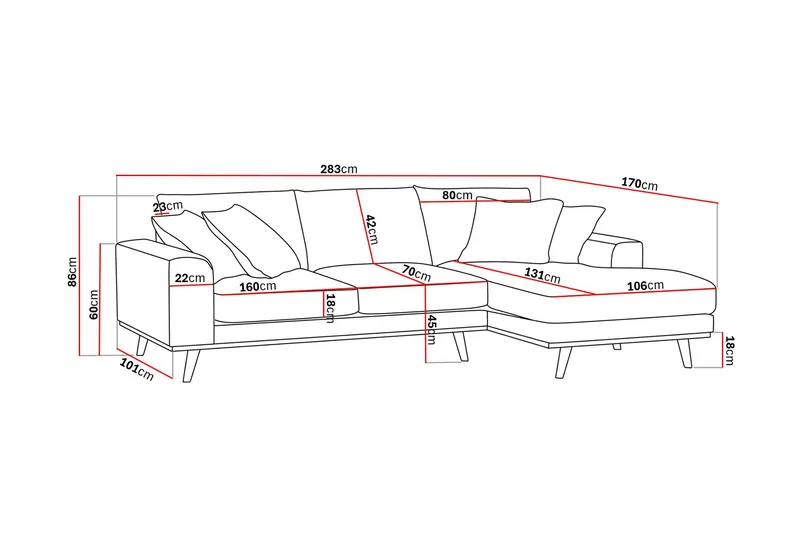 Copenhagen Premium 4-seters Høyrevendt L-formet Dyp Divansofa i Stof - Beige - Møbler - Sofaer - Sofa med chaiselong
