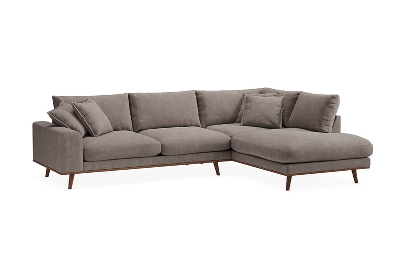 Copenhagen Premium 4-seters Høyrevendt L-formet Dyp Sjeselongsofa i Stof - Brun - Møbler - Sofaer - Sofa med chaiselong