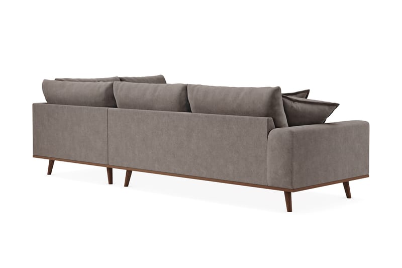 Copenhagen Premium 4-seters Høyrevendt L-formet Dyp Sjeselongsofa i Stof - Brun - Møbler - Sofaer - Sofa med chaiselong