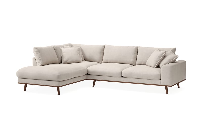 Copenhagen Premium 4-seters Venstrevendt L-formet Dyp Sjeselongsofa i Stof - Beige - Møbler - Sofaer - Sofa med chaiselong