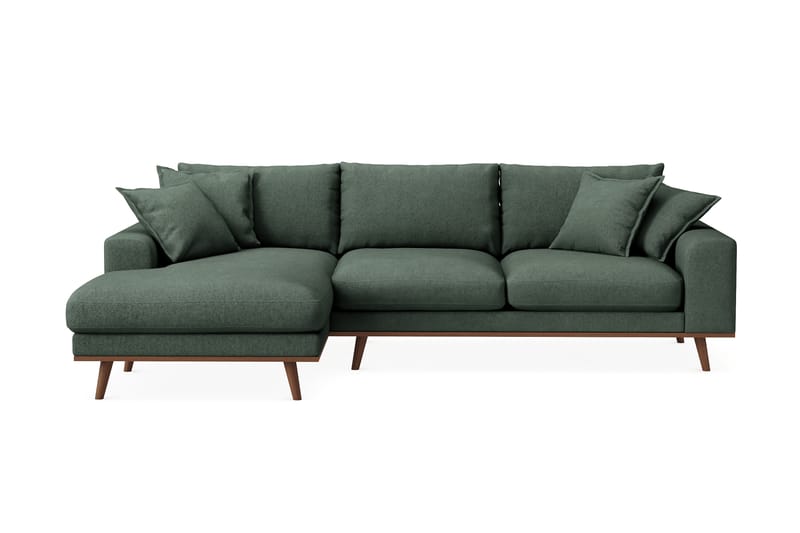 Copenhagen Premium 4-seters Venstrevendt L-formet Dyp Divansofa i Stof - Grøn - Møbler - Sofaer - Sofa med chaiselong