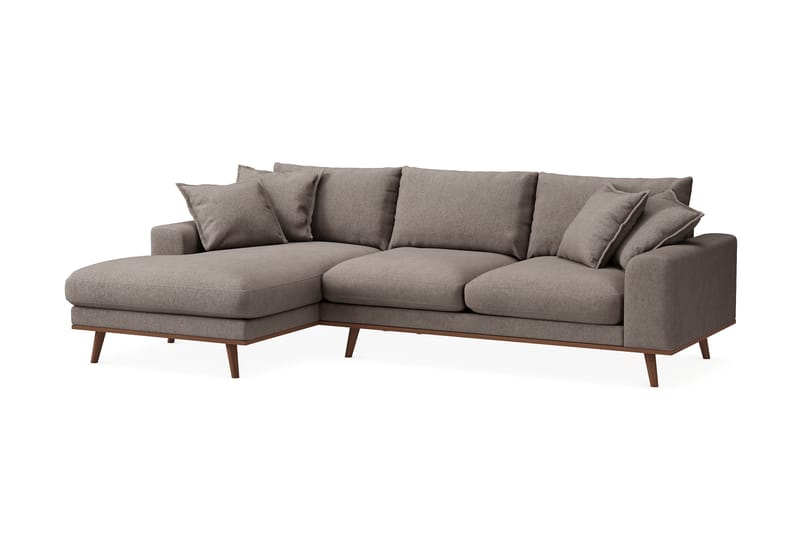 Copenhagen Premium 4-seters Venstrevendt L-formet Dyp Divansofa i Stof - Brun - Møbler - Sofaer - Sofa med chaiselong