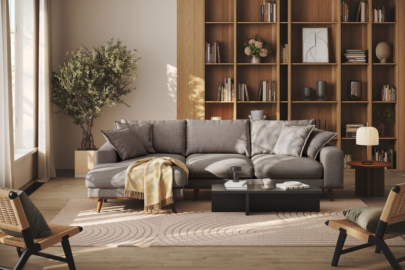 Copenhagen Premium 4-seters Venstrevendt L-formet Dyp Divansofa i Stof - Brun - Møbler - Sofaer - Sofa med chaiselong