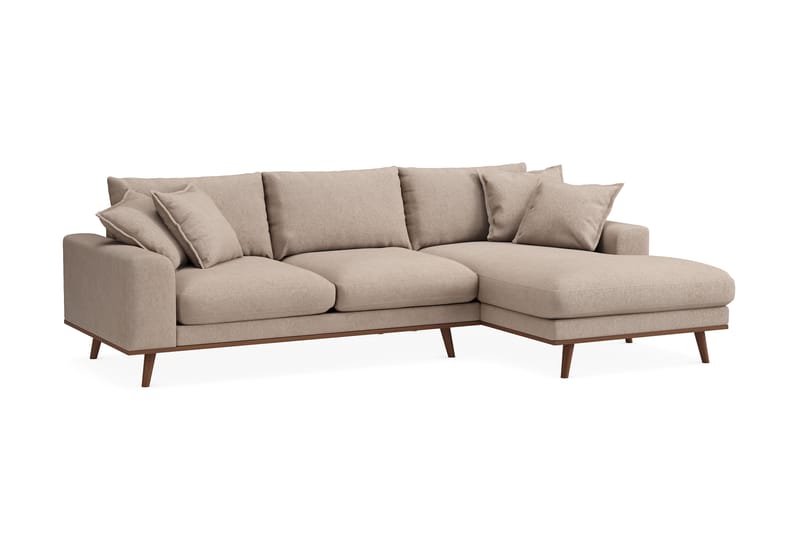 Copenhagen Premium 4-seters Høyrevendt L-formet Dyp Divansofa i Stof - Lysebrun - Møbler - Sofaer - Sofa med chaiselong
