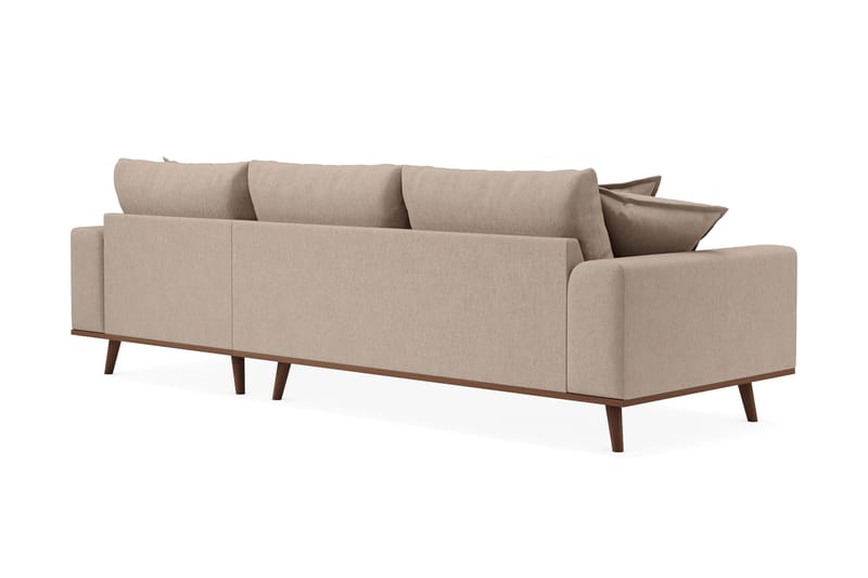 Copenhagen Premium 4-seters Høyrevendt L-formet Dyp Divansofa i Stof - Lysebrun - Møbler - Sofaer - Sofa med chaiselong