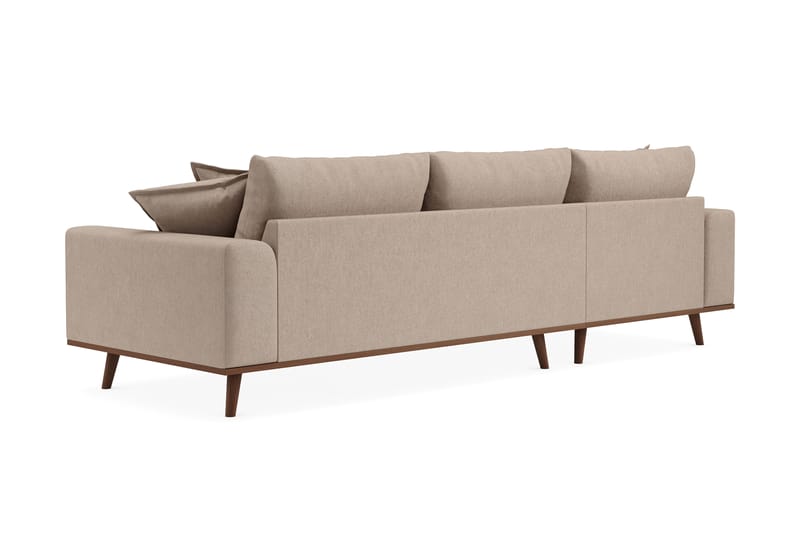 Copenhagen Premium 4-seters Venstrevendt L-formet Dyp Divansofa i Stof - Lysebrun - Møbler - Sofaer - Sofa med chaiselong
