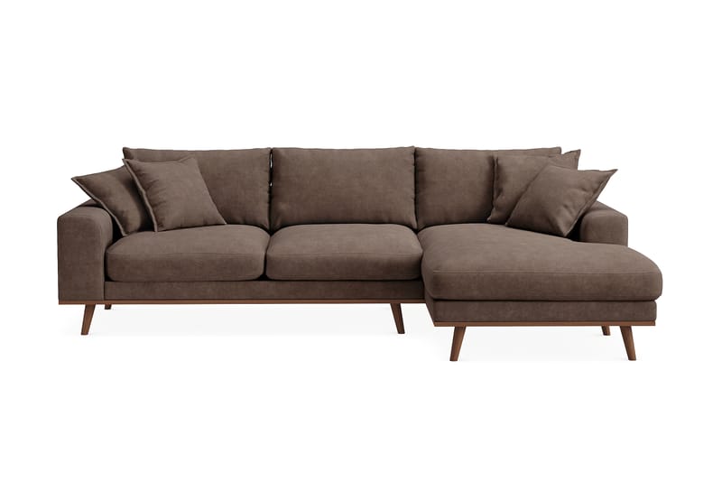 Copenhagen Premium 4-seters Høyrevendt L-formet Dyp Divansofa i Stof - Mørkebrun - Møbler - Sofaer - Sofa med chaiselong