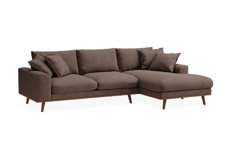 Copenhagen Premium 4-seters Høyrevendt L-formet Dyp Divansofa i Stof - Mørkebrun - Møbler - Sofaer - Sofa med chaiselong