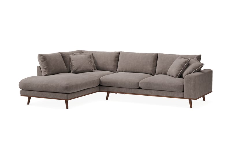 Copenhagen Premium 4-seters Venstrevendt L-formet Dyp Sjeselongsofa i Stof - Brun - Møbler - Sofaer - Sofa med chaiselong
