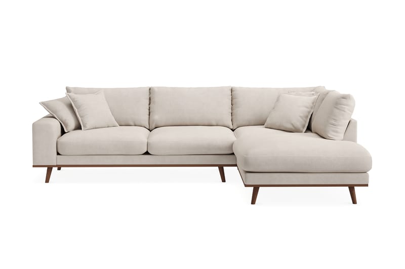 Copenhagen Premium 4-seters Høyrevendt L-formet Dyp Sjeselongsofa i Stof - Beige - Møbler - Sofaer - Sofa med chaiselong