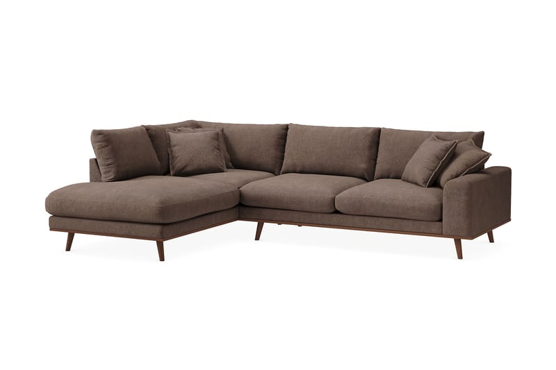 Copenhagen Premium 4-seters Venstrevendt L-formet Dyp Sjeselongsofa i Stof - Mørkebrun - Møbler - Sofaer - Sofa med chaiselong