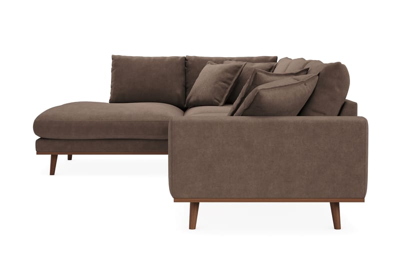 Copenhagen Premium 4-seters Venstrevendt L-formet Dyp Sjeselongsofa i Stof - Mørkebrun - Møbler - Sofaer - Sofa med chaiselong