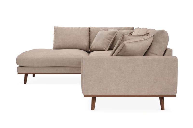 Copenhagen Premium 4-seters Venstrevendt L-formet Dyp Sjeselongsofa i Stof - Lysebrun - Møbler - Sofaer - Sofa med chaiselong