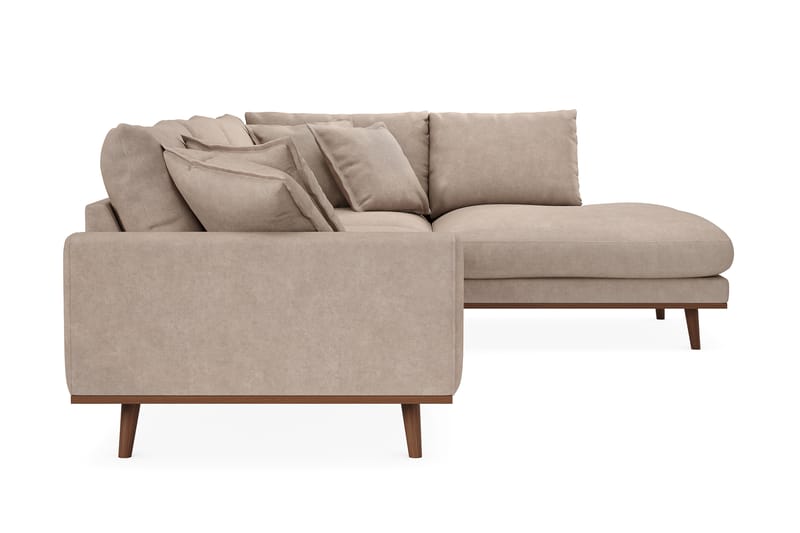 Copenhagen Premium 4-seters Høyrevendt L-formet Dyp Sjeselongsofa i Stof - Lysebrun - Møbler - Sofaer - Sofa med chaiselong
